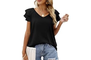Zetieny Damska koszulka z dekoltem w szpic, podstawowy top z krótkim rękawem, letnia koszula na co dzień
