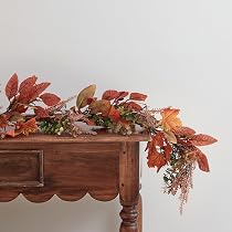 Couronne D'automne Décorative Avec Guirlande LED - 40 Cm, Feuilles D'érable Artificielles, Lumière Blanc Chaud à Piles
