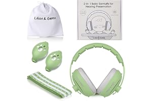 Lilian&Gema Gehörschutz Baby - 2-in-1 Baby Kopfhörer Lärmschutz 25dB - Baby Ohrenschützer Lärm Verstellbares Kopfband - Kopfhörer Baby Lärmschutz für Babys bis 48 Monate - Hörschutz Baby