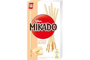 Mikado Cioccolato Bianco, Bastonicino Sottile e Croccante, Ricoperto di Gustoso Cioccolato Bianco, Pratico da mangiare e adatto per ogni occasione, 75g (1 Confezione da 75g)