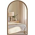 HOMCOM Arched Wall Mirror, 110 x 65 cm Arch Mirror for Living Room, Bedroom, Hallway, Dark Brown