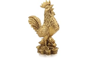 Feng Shui Chicken Statue Staty, Guld Mässing Tupp Figuriner Lucky Rooster Skulptur Decor Collection Heminredning