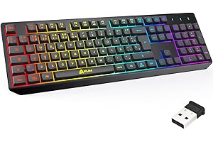 KLIM Chroma Wireless - Teclado inalámbrico Gaming - Nuevo - Teclado Gaming Ligero, Duradero, resiste al Agua, ergonómico, silencioso - Teclado Gamer PC PS4 PS5 Xbox One Mac - Negro