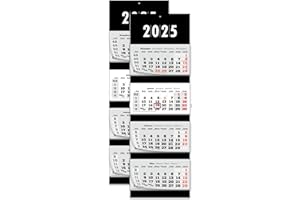 PRIMUS-PRINT.DE PRIMUS PRINT Calendario XXL 2025 – Multiblocco da parete – Calendario da 4 mesi – Calendario annuale a blocchi – con cursore per data – incluse vacanze e vacanze – diversi motivi – [ 2 X nero ]