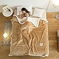 QETUOA Pure Color Lamb Cashmere Fleece Blanket, Universal In All Seasons, Double-sided Plush Blanket for Sofa and Camping (Camel Color,100cm*120cm-0.6kg)