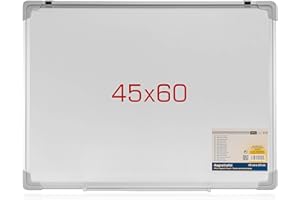 ‎OFFICE POINT GERMANY OFFICE POINT Whiteboard 60x45 magnetisch | beschreibbar | Magnettafel weiß | Schreibtafel | Wandhalterung Aluminiumrahmen und Stiftablage | abwischbar