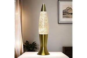 Easylight Lampada Lava in vetro alluminio in glitter oro soggiorno camera dei giovani 40 cm di altezza G9 inclusa lampadina Lampada da tavolo Glitter