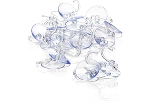 COM-FOUR® 20x uchwyty na przyssawki z plastikowymi haczykami - wielofunkcyjne haczyki do lampek i innych dekoracji - haczyki scienne (20 sztuk - Ø 4cm)