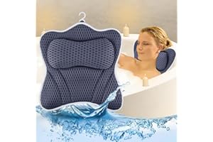 WDJLNZB Bath Pillows for Head And Neck, Bath Tub Pillow Headrest, Bubble Bath Pillow, White Bath Cushion, Waterproof Foam Padded Spa Bath Pillow Hot Tub Head Back Cushion Whirlpool with Strong Suction Cups
