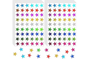 LIAMGUS 1620 PCS/ 30 Sheets Coloured Star Metallic Stickers Reward, Assorted Colors Star Stickers Labels, Star Stickers Colorful Reward Stickers, for Teacher Classroom School Office
