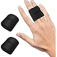 Finger Splints FENDOUNIU, 2 Pcs Reusable Double Finger Sleeves Protectors, Breathable and Adjustable, Compression Elastic Brace Wrap Straps for Sport, Basketball, Badminton, Tennis, Volleyball (Black)