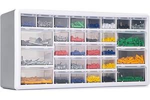 CraftGenes Screw Storage Organiser - Garage & Workshop Storage Box with 30 Drawers with Adjustable Dividers, Wall Mountable Tool Storage Organizer (Grey)