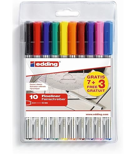 edding 55 - Fineliner - schwarz - 1 Stift - 0,3 mm Spitze - Farbstift zum Schreiben, Malen, Unterstreichen, Illustrieren - für Kinder und Erwachsene, Schule, Homeoffice, Büro