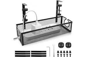 TNOMSNO Plateau de rangement pour câbles de bureau, plateau de gestion des câbles sous le bureau, organiseur de câbles, table sans perçage