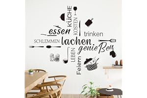 ‎DECALMILE decalmile Wandtattoo Sprüche und Zitate Küche Leben Wandaufkleber Sprüche Schwarz Küche Wandsticker Schlafzimmer Wohnzimmer Esszimmer Wanddeko