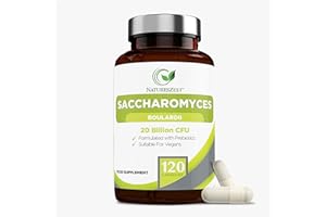 NATURES ZEST Saccharomyces Boulardii 20 Billion CFU - 120 Capsules | High Strength Prebiotics and Probiotics for Women & Men | Digestion Supplement with Natural Postbiotic Benefits | Vegan | 4 Months Supply