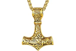 FaithHeart Thors Hammer Halskette, Edelstahl Wikinger Mjölnir Kette für Herren Jungen, Thors Hammer Anhänger mit keltischer Knoten, Punk Wikinger Amulett für Weihnachten Geburtstag