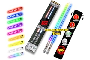 Saber Chops Bacchette spada laser illuminano Star Wars bacchette a sciabola luminose a LED riutilizzabili sciabole luminose per sushi manico rimovibile lavabile in lavastoviglie 8modalità colore 1paio