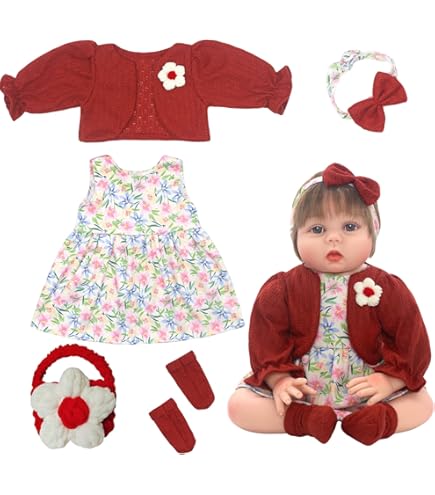 ZWOOS Poppenkleding 50-55 cm, schattige jurken van zacht katoen, compatibel met Reborn en anderen (bloemenrok