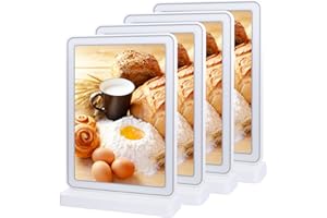GUOKOFF A4 Présentoirs de Table, 4 Pièces Support pour Menu en T, Présentoirs pour Menu, Porte Menu Double Face, A4 Support de Présentation (Blanche)