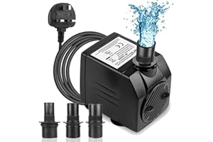 BARST 2000L/H Submersible Water Pump (45W, 5m Power Cord),Ultra Quiet Aquarium Pump for Fountains, Pool, Fish Tank, Pond, Hydroponics, Statuary with 4 Srtong Suction Cups,3 Nozzles