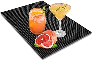 Joy & Inspiration Bar Service Matte, Barmatte PVC, 45x30CM, Abtropfmatte für Bar Küche Café Club, Servieren von Getränken, auslaufsicher, Schwarz