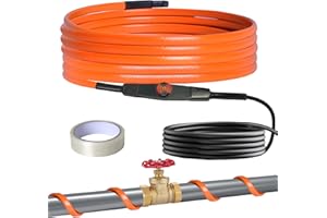 heninhill Câble Chauffant avec Thermostat 6M, Antigel Autorégulant Câble Chauffant Traçage Chauffant pour Tuyaux d'eau Plantes