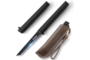 Omesio Tanto Couteau Pliant, Couteau de Poche fin Slim Pliable d'une Noir