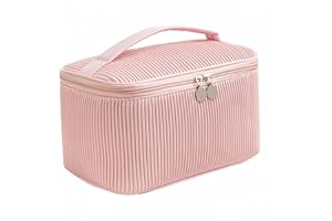 Zenovate Trousse Maquillage Femme Voyage, Grande Trousse de Toilette Femme Voyage, Sac à Cosmétiques Imperméable avec Brosse Compartiment, Trousse de Voyage en Cuir PU pour Femmes, Rose
