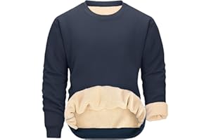 Svanco Pull Homme Hiver en Sherpa Polaire Chaud, Col Rond et Manches Longues, Doublé de Laine