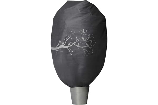Windhager Housse de Protection Hiver XXL 1,4 x 2 m, Voile Anti-Gel pour Plantes, arbustes et Fleurs, décor Anthracite Motifs Branches et Oiseaux, résistant aux intempéries, 07399