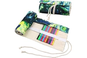 Yeria Astuccio Arrotolabile in Tela con 72 Fori - Porta Matite e Pennelli di Grande Capacità, per Scuola, Artista e Ufficio (Cielo Stellato)