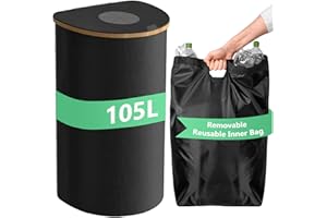 Vautvis Pfandflaschen Sammelbehälter, 105L Pfandflaschen Behälter Groß, Pfandflaschen Sammelbehälter Mit Deckel Und Abnehmbaren Tragetaschen, Flaschensammler Leergut, Fandflaschen Sammelbehälter