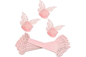 CATTLEYAHQ 30 servilleteros de Papel de Mariposa ahuecados, servilleteros de Papel Reflectante, para Bodas, Banquetes, cenas, decoración de Mesa (Rosa)