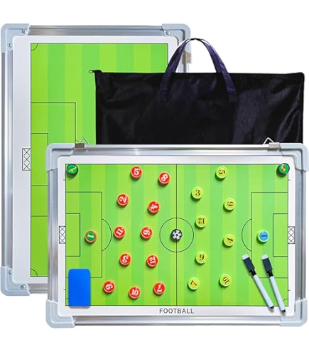 QWORK Tableau Tactique Football Double Face 45 X 30 Cm - Accessoires Inclus