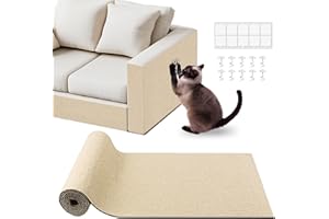 pawstrip Cat Scratch Furniture Protector for Couch, Sofa, Wall & Door Guard, Trimmable Self-Adhesive Scratch Pad, DIY Climbing Mat, Deterrent, Scratching Post Replacement (Khaki, 40x100cm)