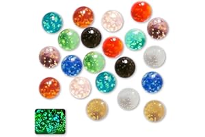 AHEJIOO Mutmurmeln, Murmeln, 20 Stück 16mm Glaskugeln Im Dunkeln Leuchtend,Bunt Gepunktet, Fluoreszierende Murmeln,Schwimmkugeln Für Miniteich Und Diy Projekte,Leuchtende Spielzeug Für Kinder Und Dekoration