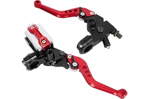 RUHUO Motorcycle 7/8 Inch 22 mm Handlebar Master Brake Cylinder Clutch Lever CNC Left & Right Set Red
