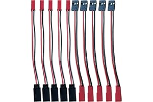 Boladge 10pcs Adaptateur mâle vers Femelle Servo RC Connecteur 2 Broches JST vers JR avec Câble en Silicone de 10cm 22awg pour Avion Hélicoptère Radiocommandé Voiture