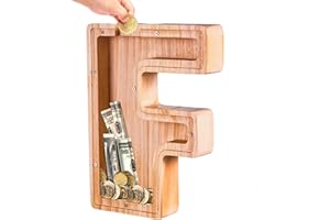 Bemaystar Wooden Letter-Money-Box for Kids, Piggy-Bank Initial Letters, Kids Money Box Coin Bank