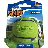 Chuckit! Sniff Ball K&ouml;pek Oyuncağı, Dayanıklı Y&uuml;ksek Sı&ccedil;rama Fıstık Ezmesi Kokulu Kau&ccedil;uk K&ouml;pek Topu Getirme Oyuncağı, Orta, 1
