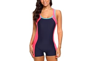 CharmLeaks Women Boyleg One Piece Swimsuit Sport Swimming Costume Modest Swimwear