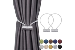 INHDBOX 2 Pack Magnetic Curtain Tiebacks 16 Inch Curtain Clips Rope Holdbacks Curtain Weaving Holder Buckles with Strong Durable Magnet for Home Office Decorative, Upgrade, EU patent 007971841-0001