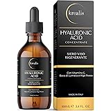 KREALIS •100ml• Siero Viso Acido Ialuronico PURO, Siero Vitamina C, Con Bava Di Lumaca E Alga Rossa, Siero Idratante Ideale C