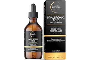 KREALIS •100ml• Siero Viso Acido Ialuronico PURO, Siero Vitamina C, Con Bava Di Lumaca E Alga Rossa, Siero Idratante Ideale Come Crema Contorno Occhi Antirughe E Occhiaie, Made In Italy