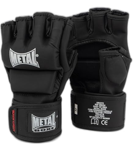 METAL BOXE Gants MMA Compétition Mirror - Noir Small, Unisexe Pour Combat Libre