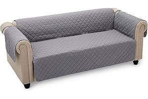 Amazon Basics Waterproof 3 Seater Sofa Cover, Machine Washable Reversible Three Seat Couch Protector, Grey/Light Grey