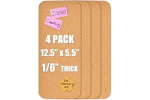 Okydoky 12.5"*5.5" Self-Adhesive Cork Board, 4mm Thick Cork Boards for Walls, 4 Pack 12.5"*5.5" Bulletin Board, Cork Board Tiles for Office, Home, School(4mm-4p)