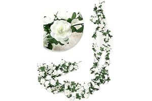 DINGFENG Konstgjord rosgirlang dubbel färg 3 st 2,45 m | 45 blommor för krans (Magenta Rosa/Pastell/Vit) för Utomhus Bröllop