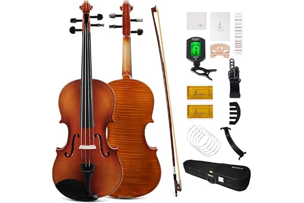 PHOENIX Violon 4/4 adulte Kit complet pour, Ensemble de Violon Pour Débutants Adultes Avec archet En Bois de Rose, Cordes et Chevalet Supplémentaires,Une Série D'accessoires (Plywood, Full)